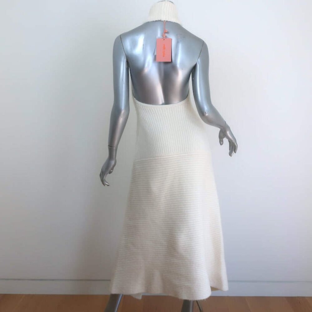 Cult Gaia Akiko Halter Midi Dress Cream Ribbed Knit Size Small NEW - Picture 5 of 8